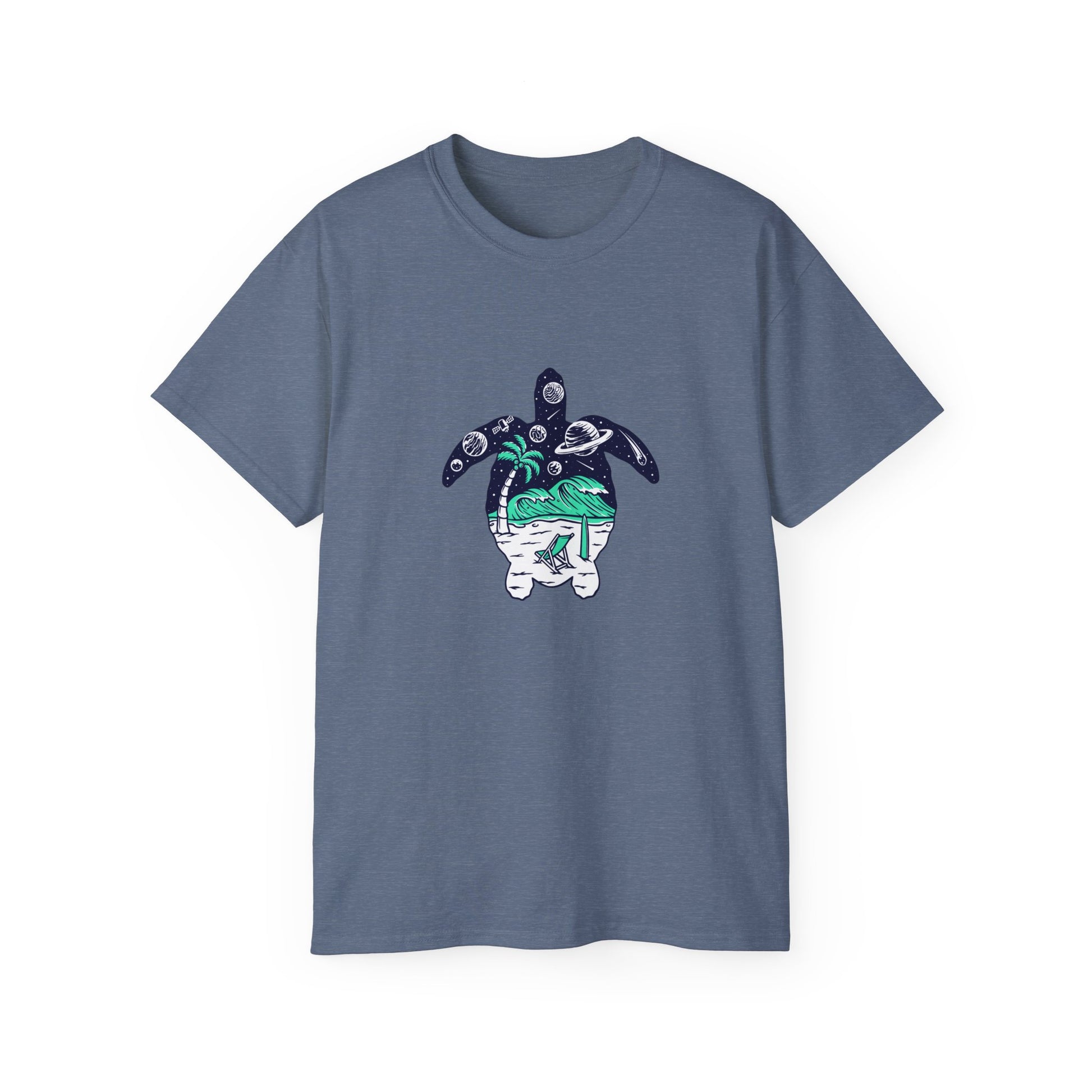 T-Shirt with Turtle Design, Ocean Vibes, Beach Lovers