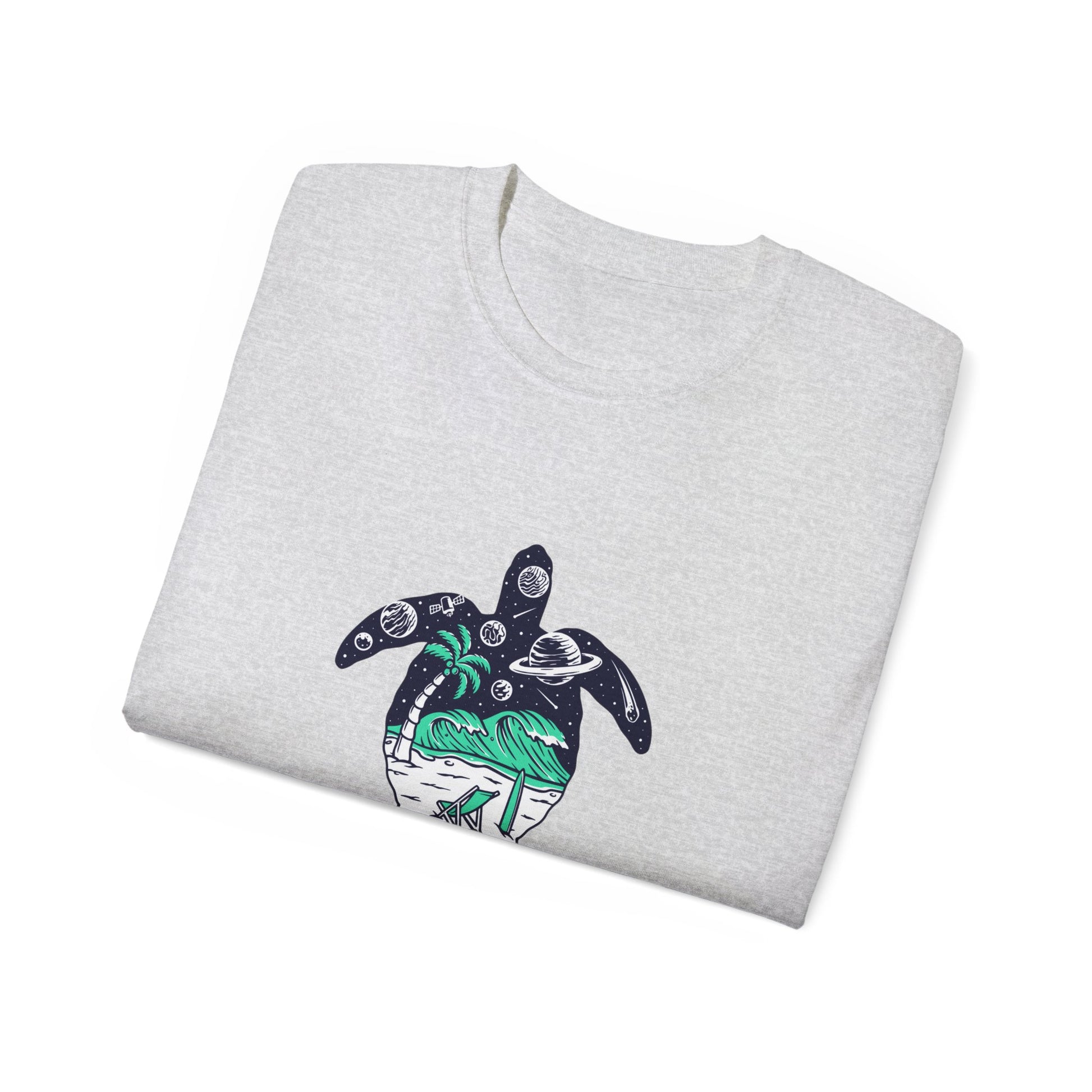 T-Shirt with Turtle Design, Ocean Vibes, Beach Lovers