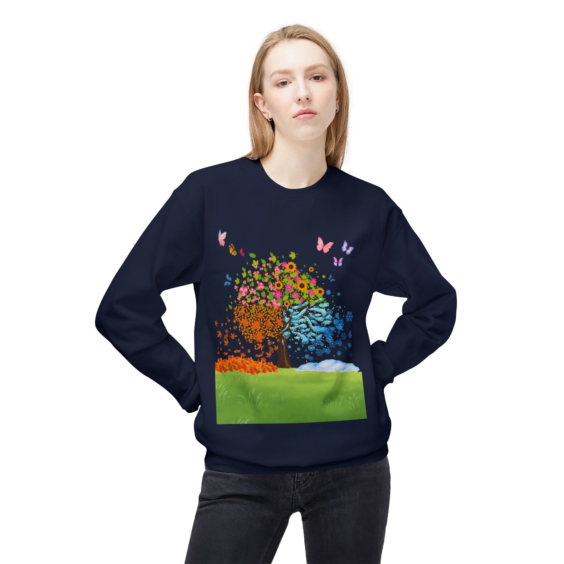 Spring Tree Art Crewneck Sweatshirt, Cozy Gift