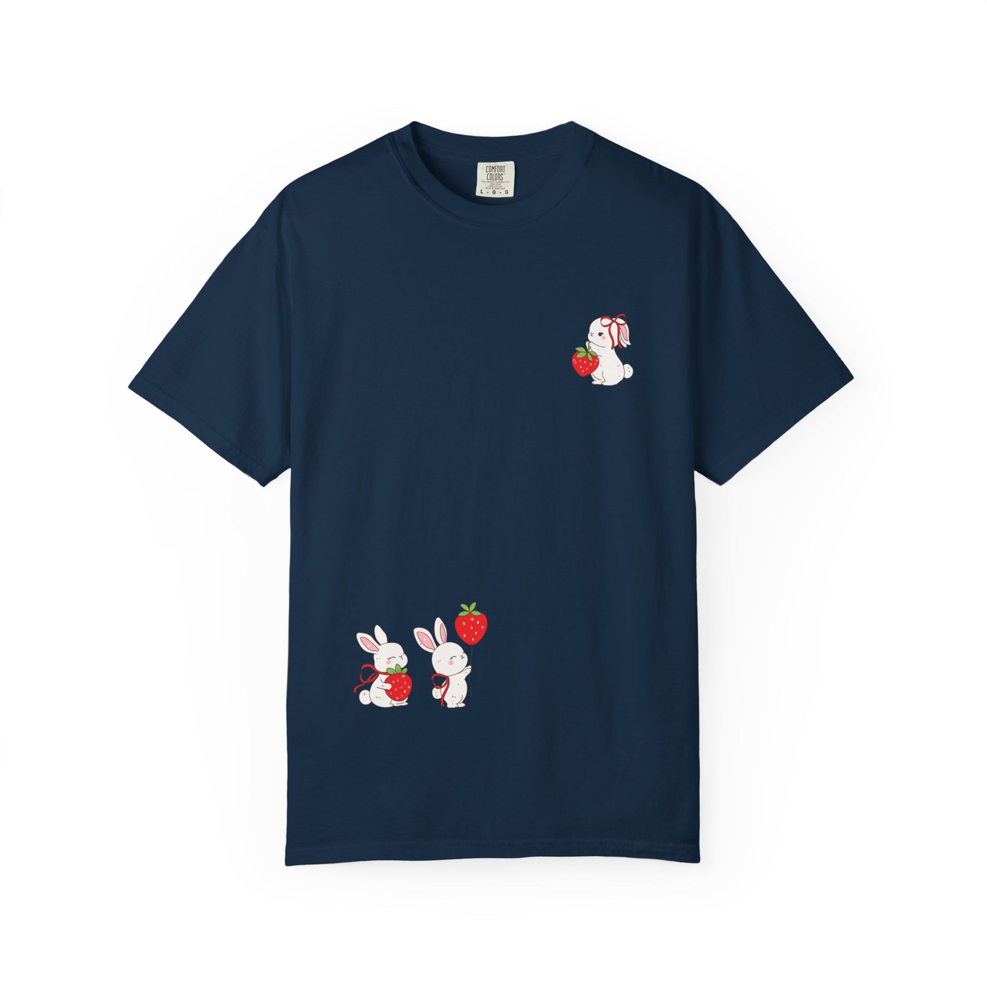 Cute Bunny & Strawberry T-Shirt, Unisex Garment-Dyed Top