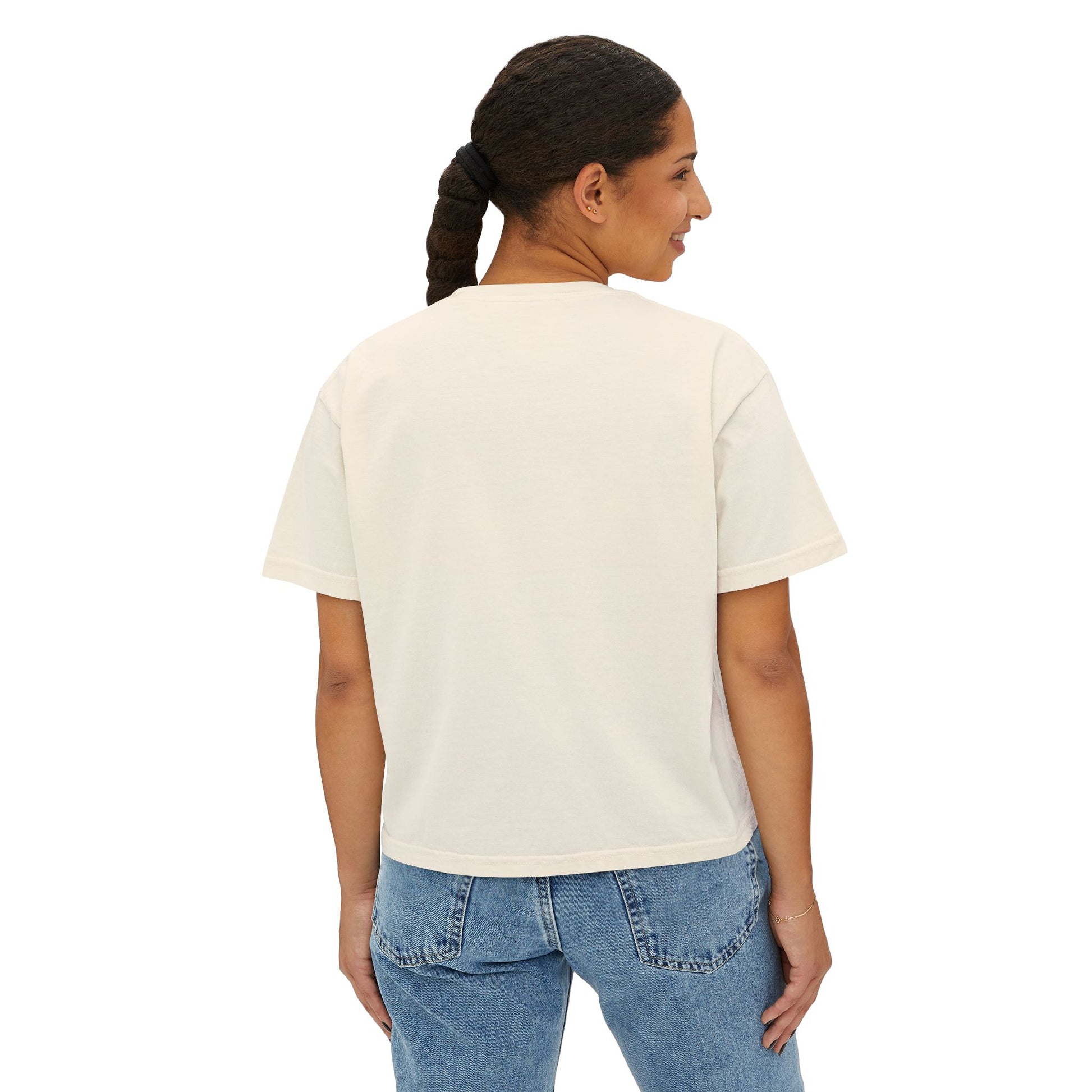 Colorful Butterfly Floral Women's Boxy Tee, Casual Top