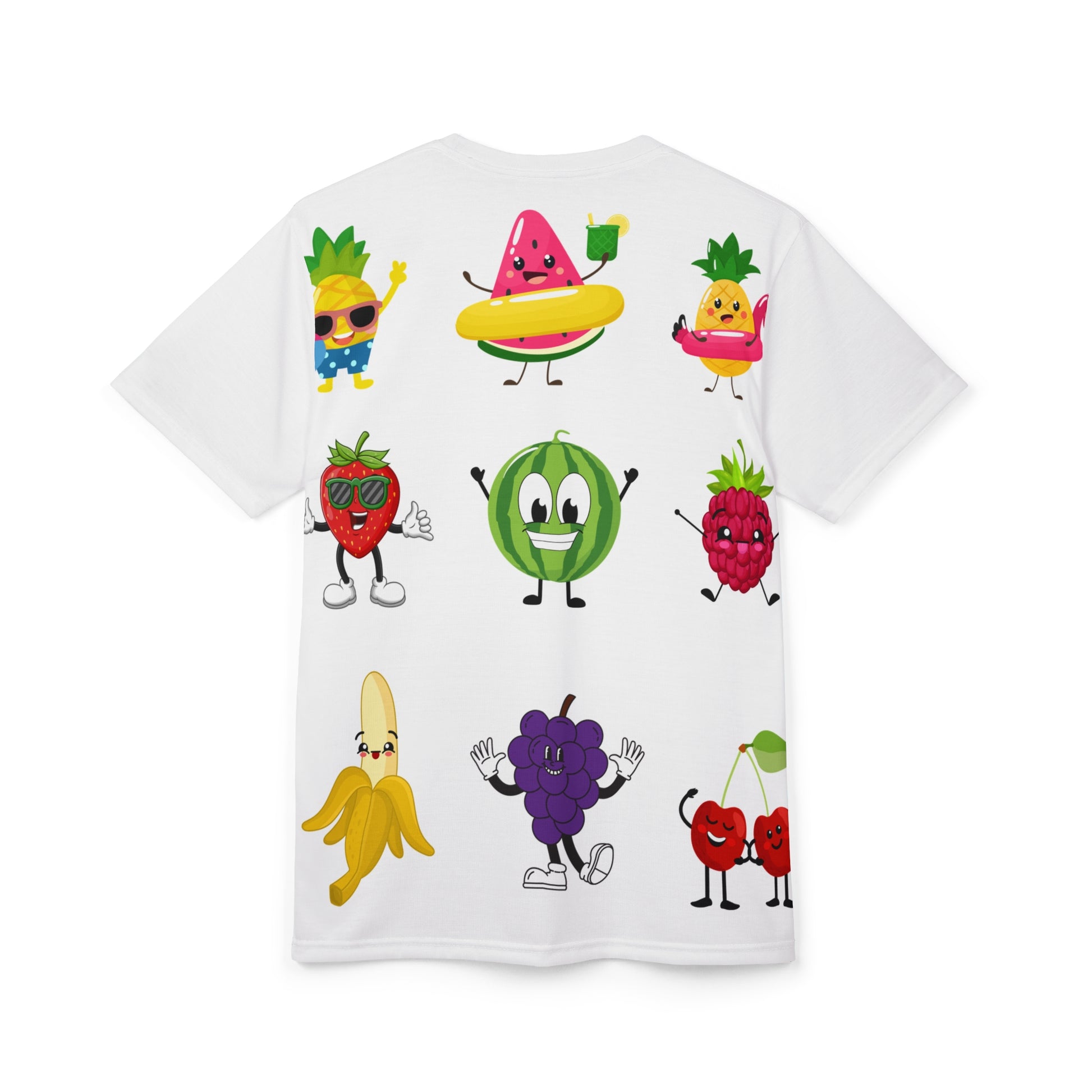 Playful Fruit Character Tee - Fun Unisex Cut & Sew T-Shirt