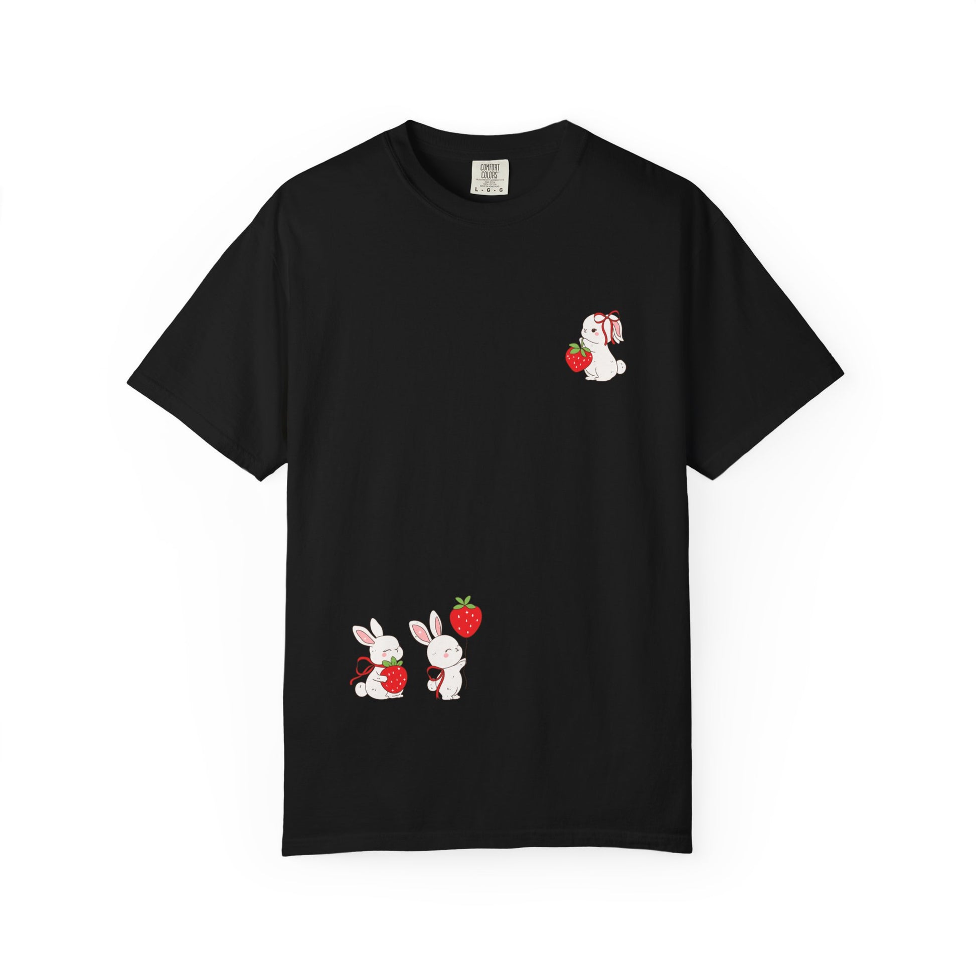 Cute Bunny & Strawberry T-Shirt, Unisex Garment-Dyed Top