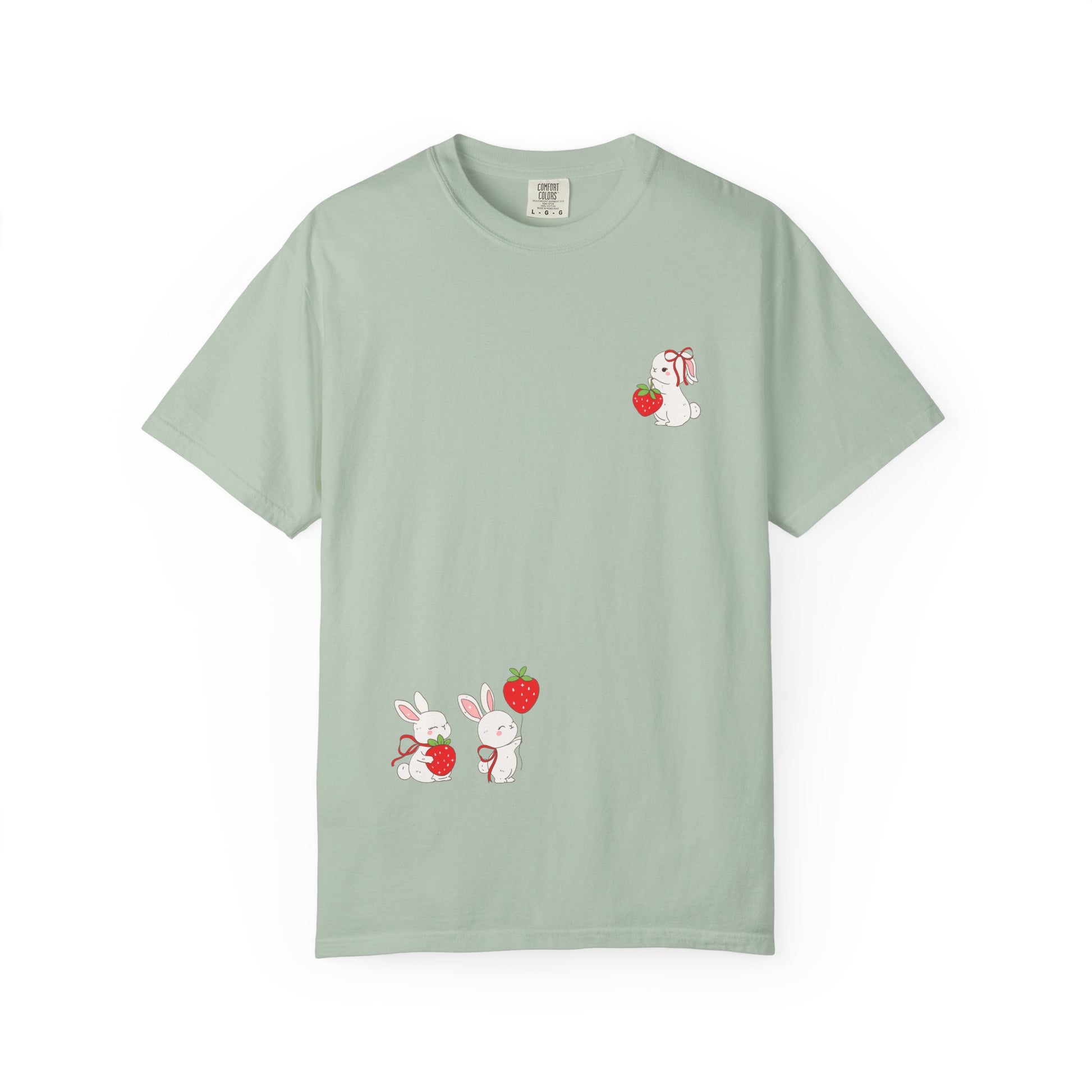 Cute Bunny & Strawberry T-Shirt, Unisex Garment-Dyed Top