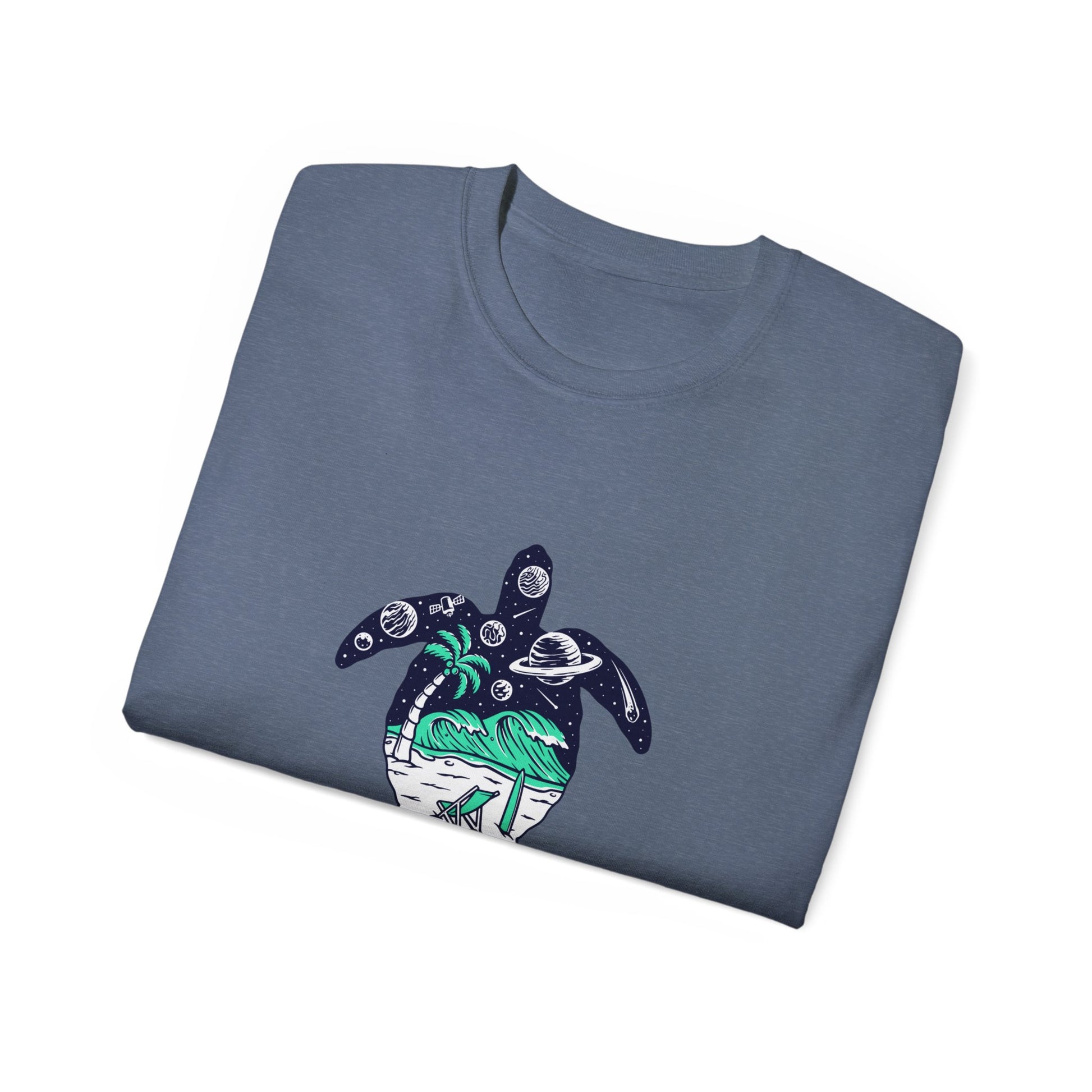 T-Shirt with Turtle Design, Ocean Vibes, Beach Lovers