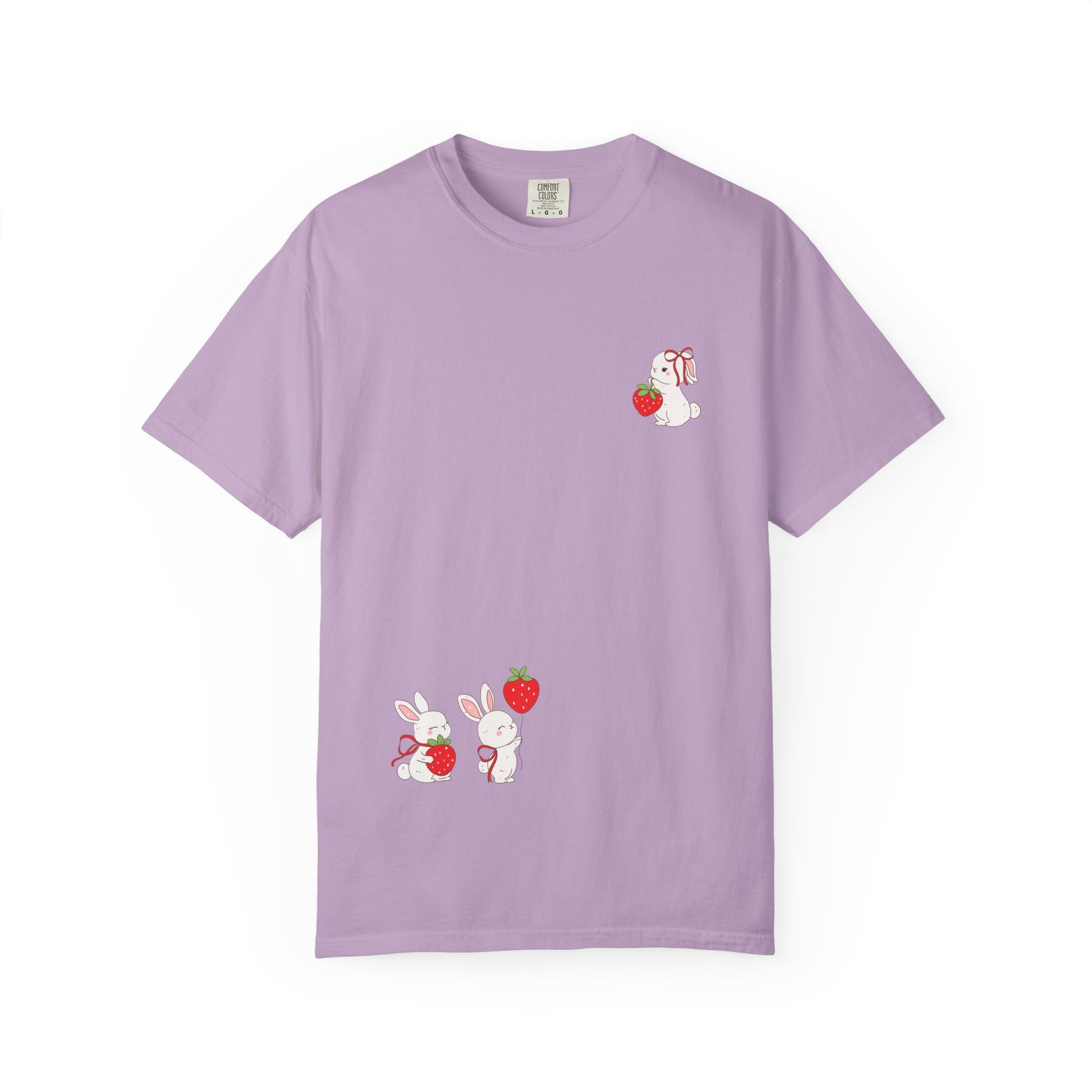 Cute Bunny & Strawberry T-Shirt, Unisex Garment-Dyed Top