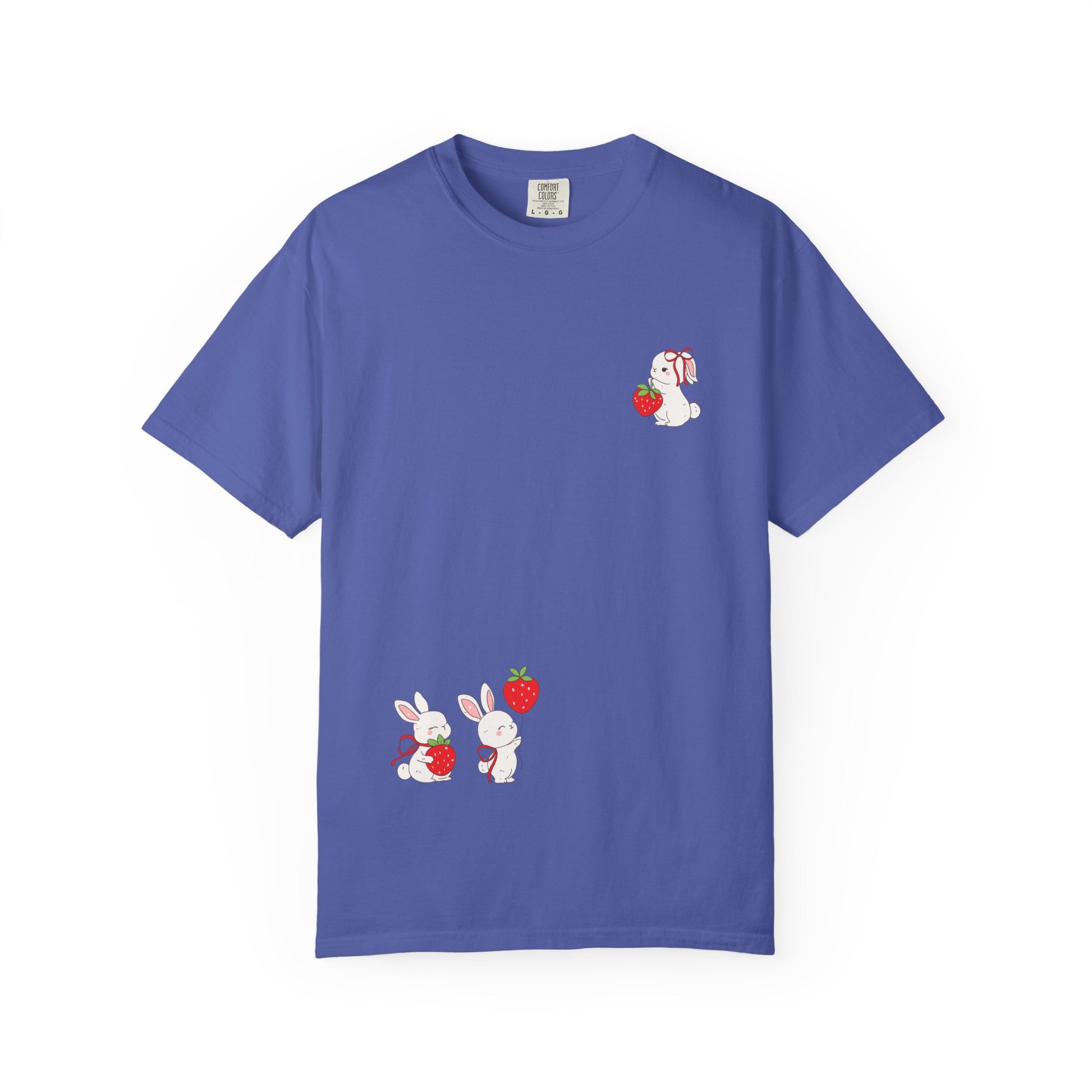 Cute Bunny & Strawberry T-Shirt, Unisex Garment-Dyed Top