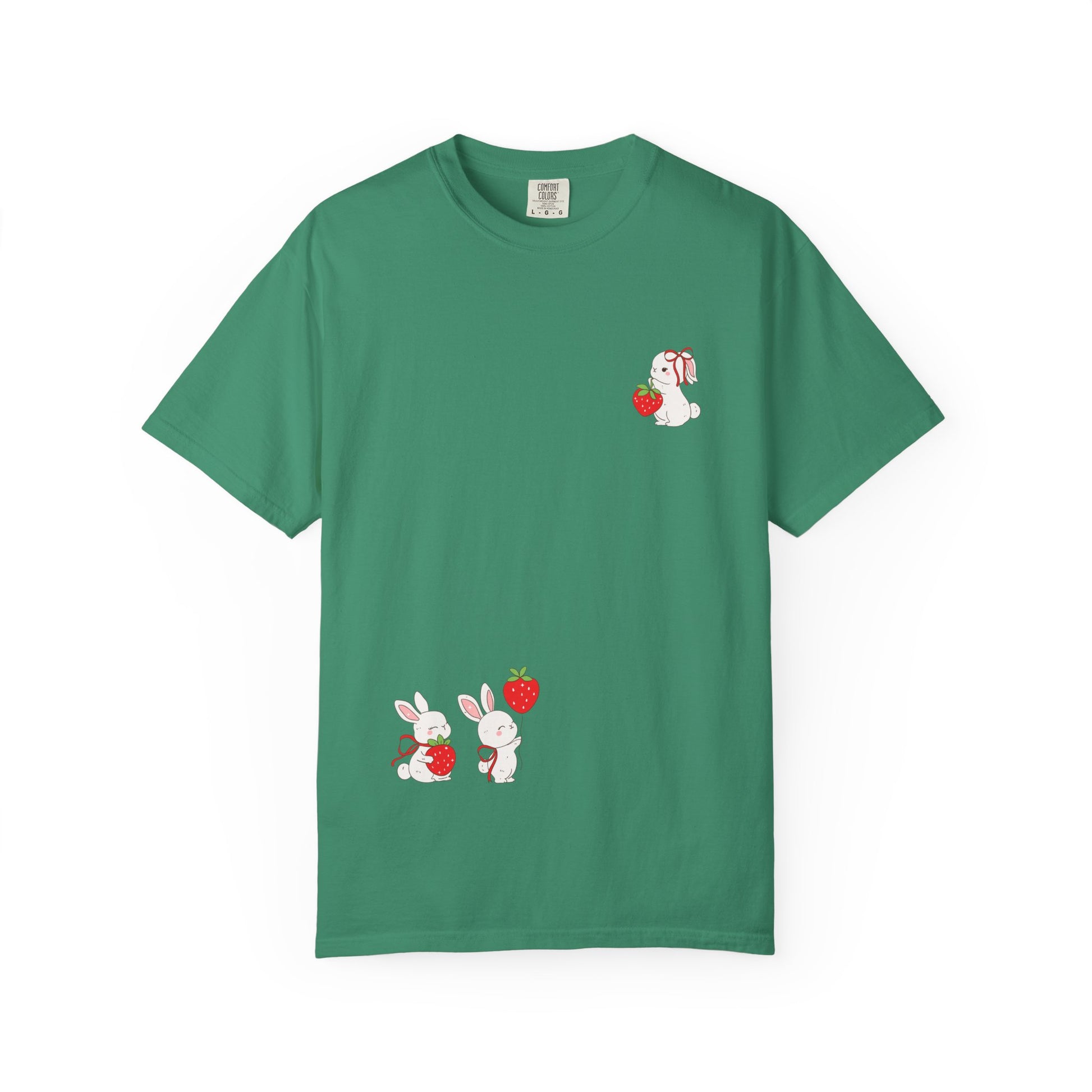 Cute Bunny & Strawberry T-Shirt, Unisex Garment-Dyed Top