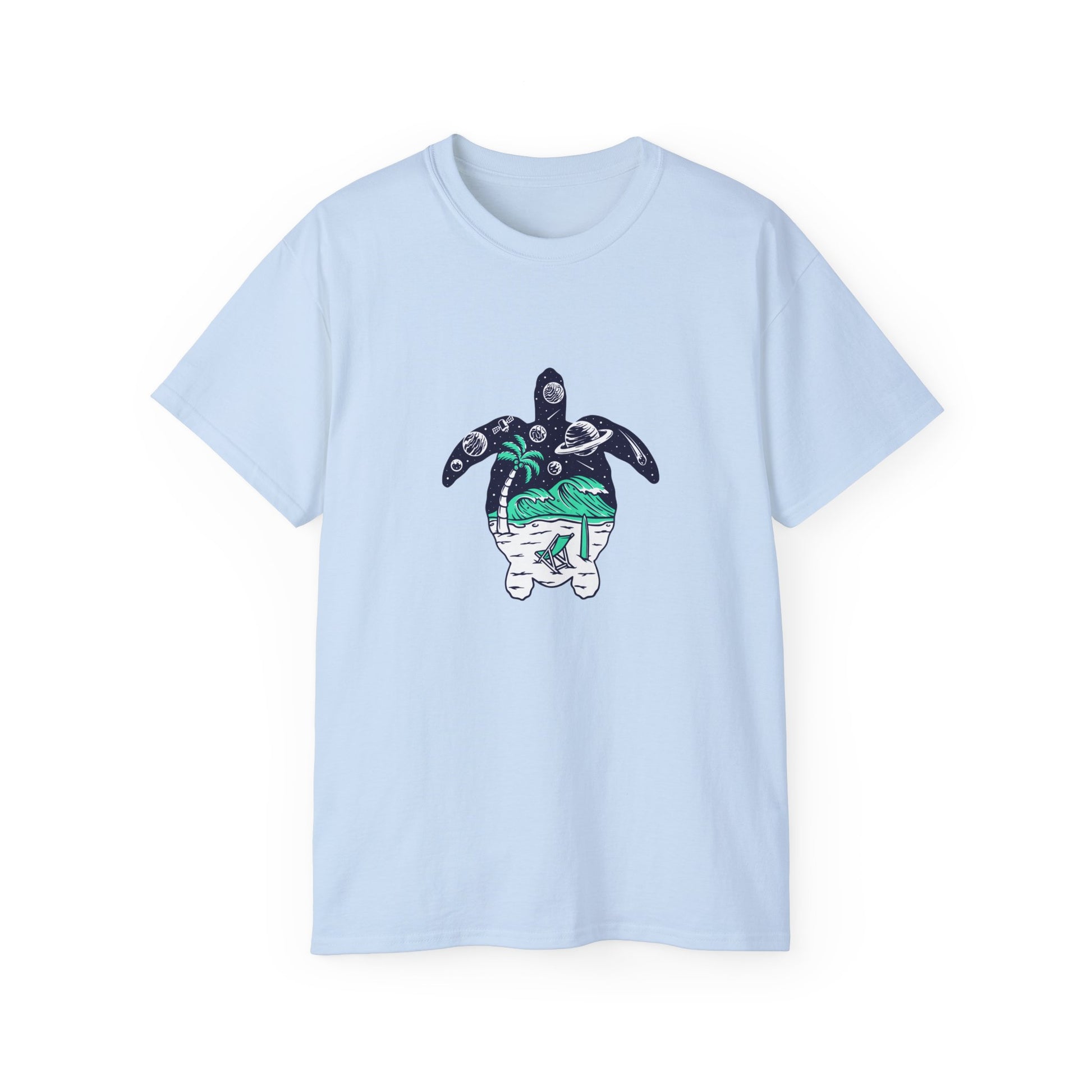 T-Shirt with Turtle Design, Ocean Vibes, Beach Lovers