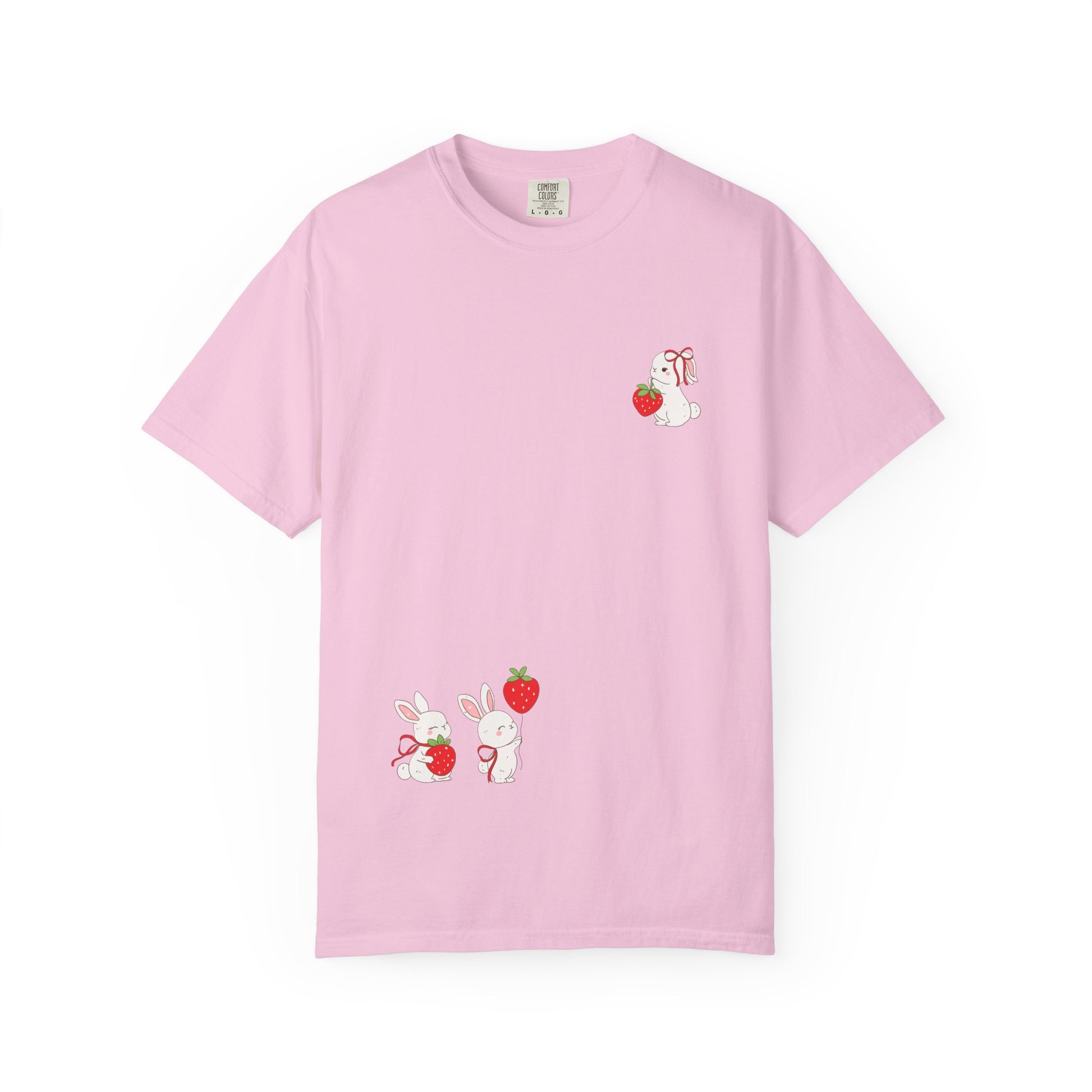 Cute Bunny & Strawberry T-Shirt, Unisex Garment-Dyed Top