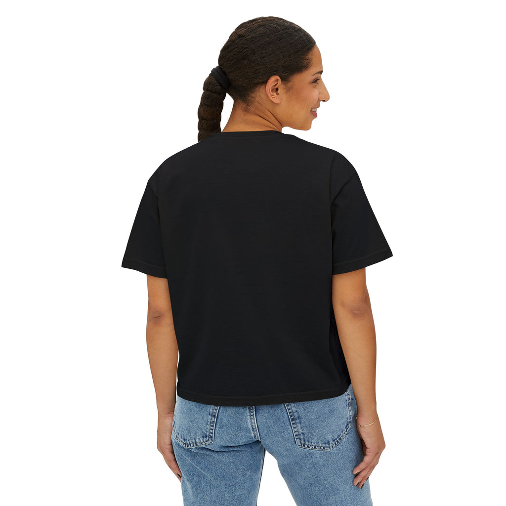 Colorful Butterfly Floral Women's Boxy Tee, Casual Top