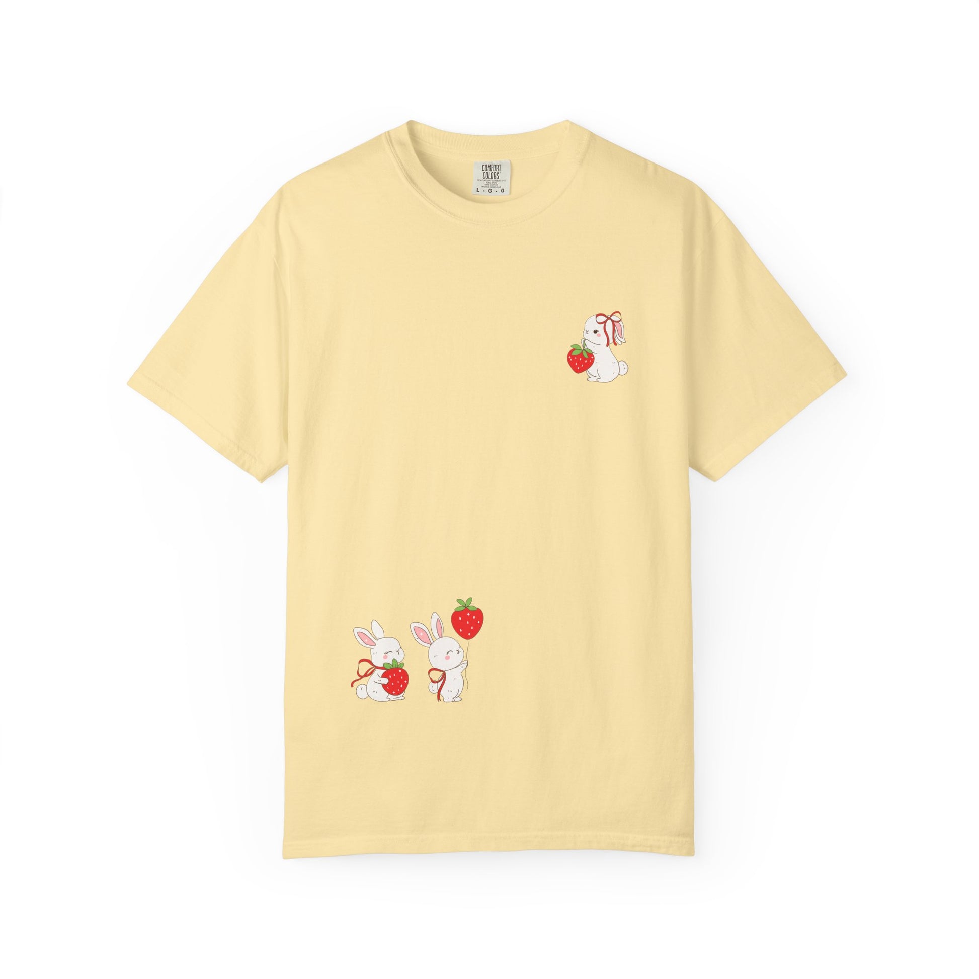 Cute Bunny & Strawberry T-Shirt, Unisex Garment-Dyed Top