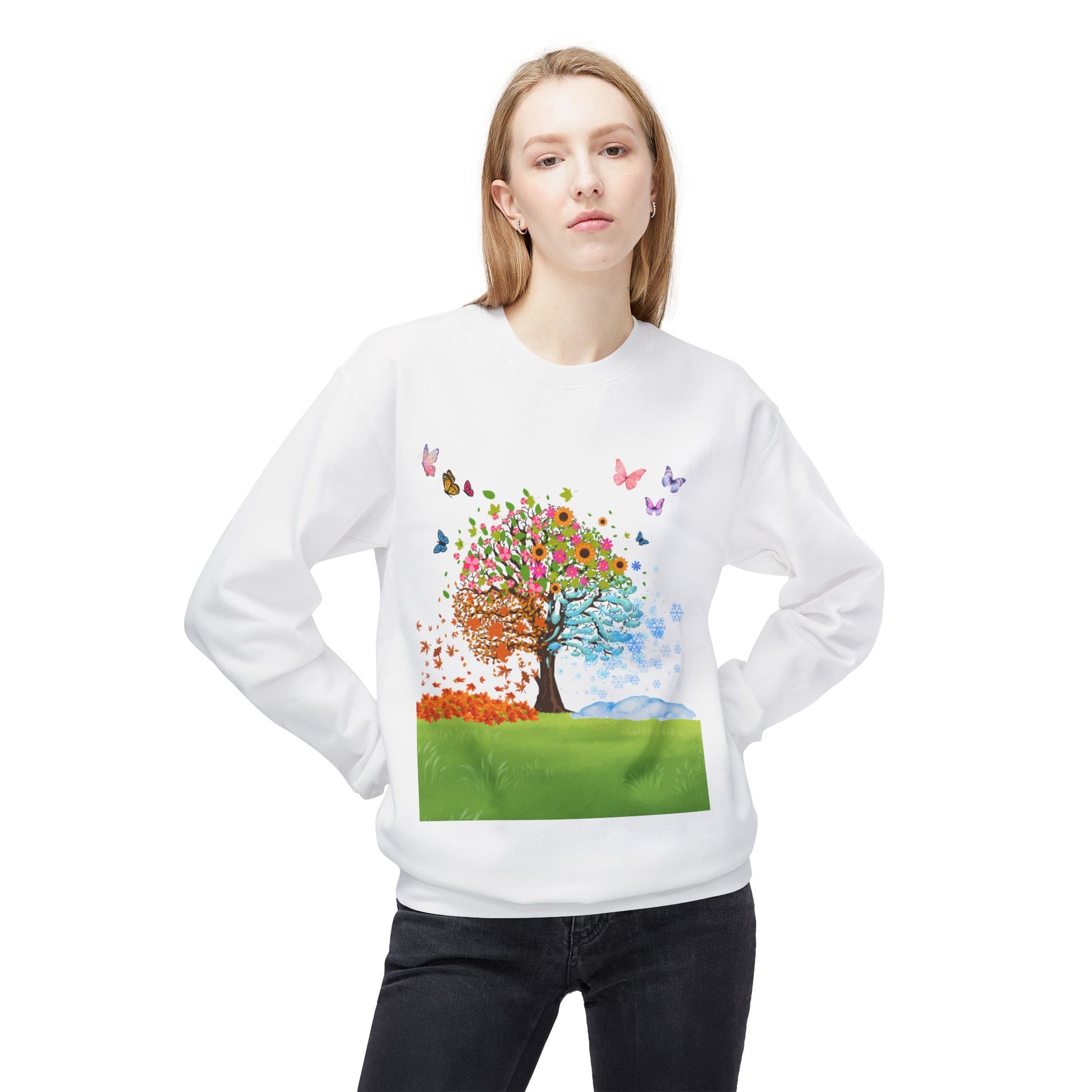 Spring Tree Art Crewneck Sweatshirt, Cozy Gift