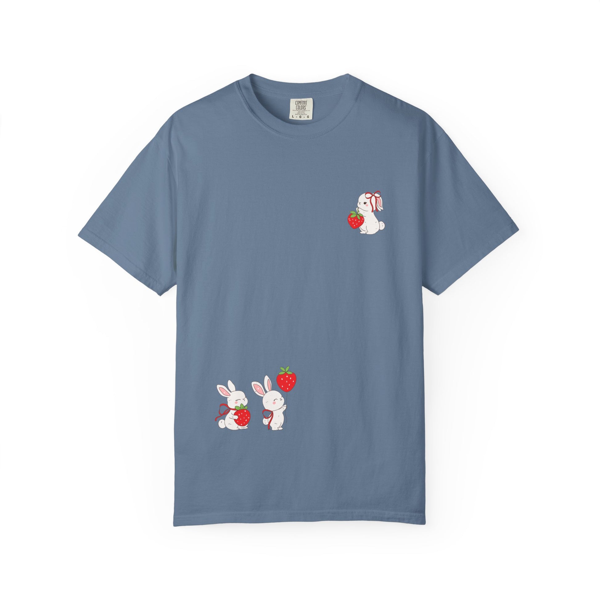Cute Bunny & Strawberry T-Shirt, Unisex Garment-Dyed Top