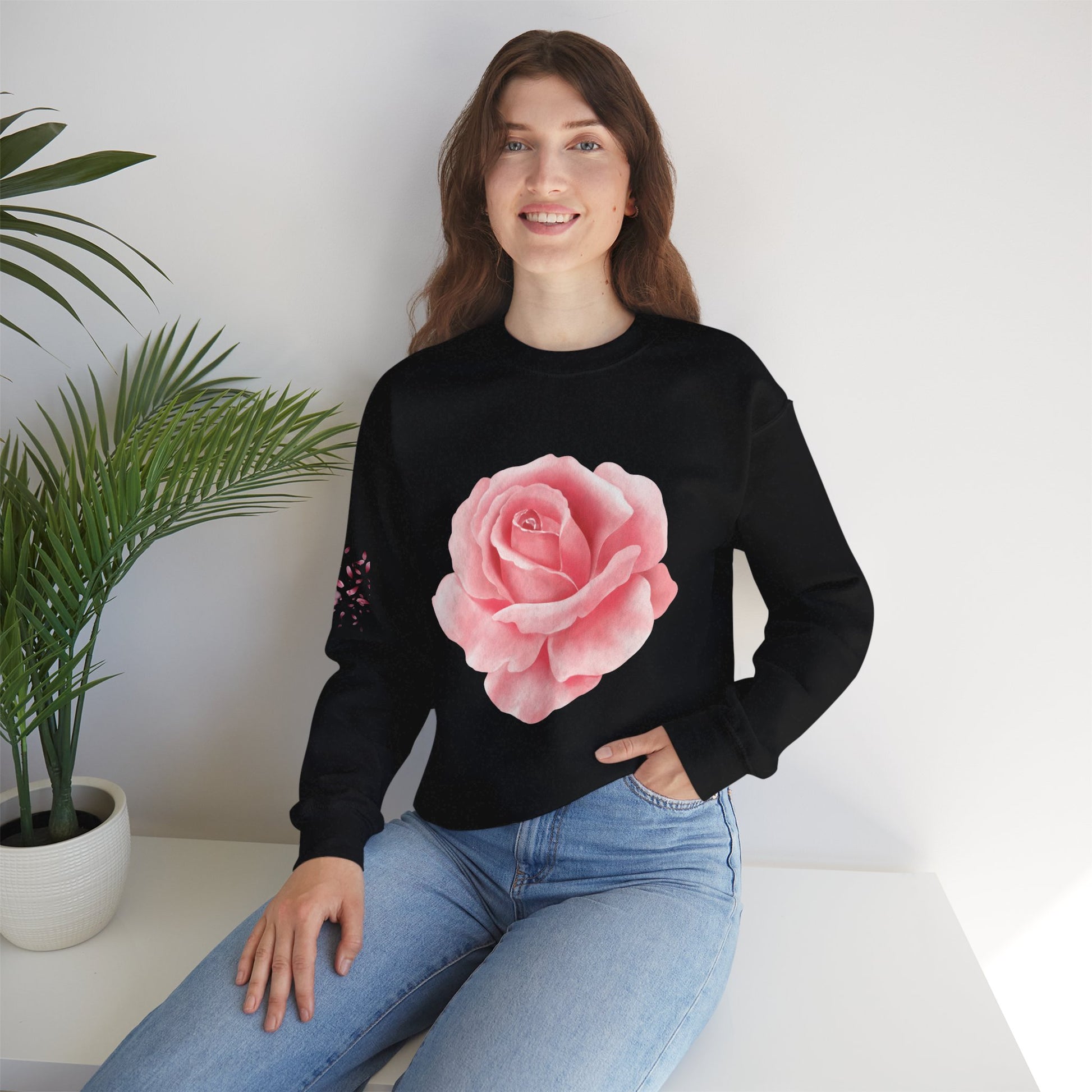 Rose Floral Unisex Crewneck Sweatshirt, Cozy Gift for Women, Spring Fashion, Mother's Day, Casual Layering, Trendy Apparel