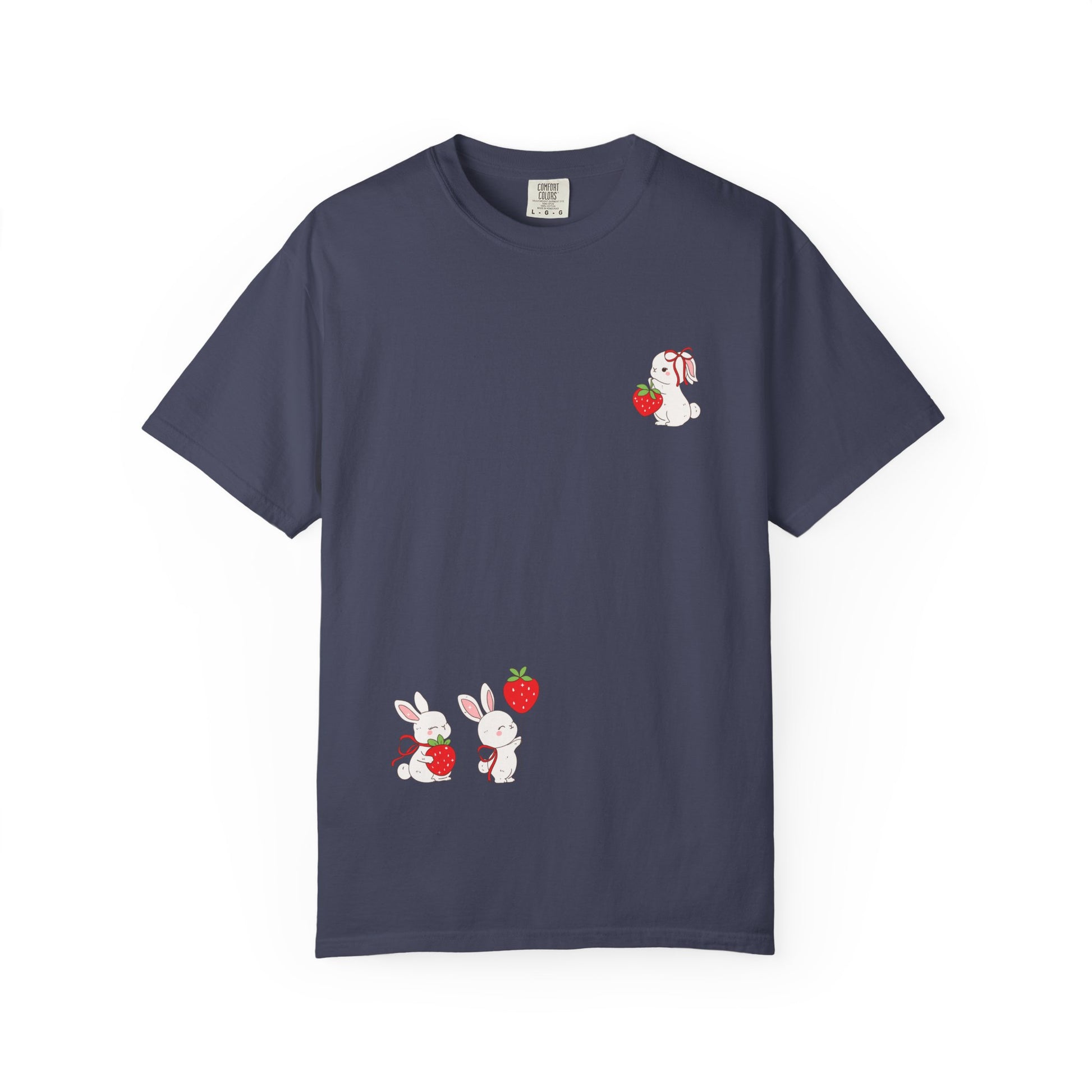 Cute Bunny & Strawberry T-Shirt, Unisex Garment-Dyed Top