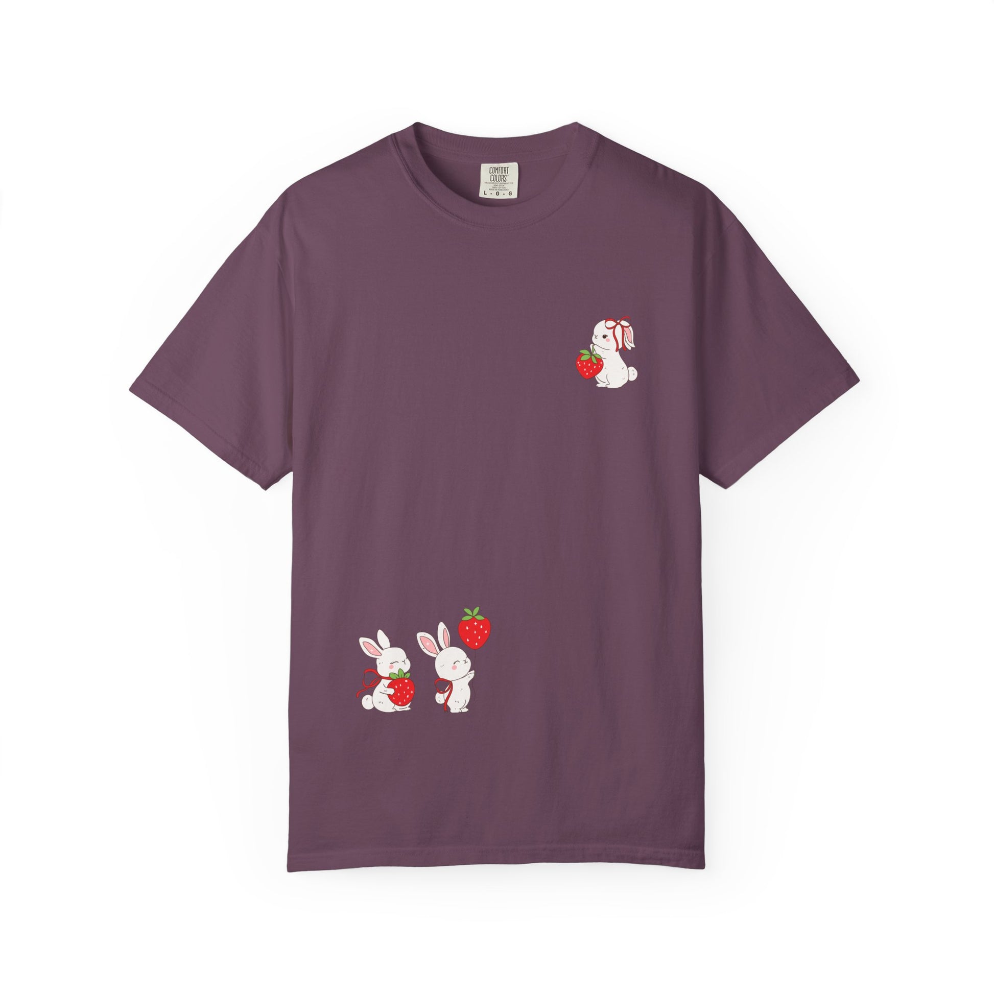 Cute Bunny & Strawberry T-Shirt, Unisex Garment-Dyed Top