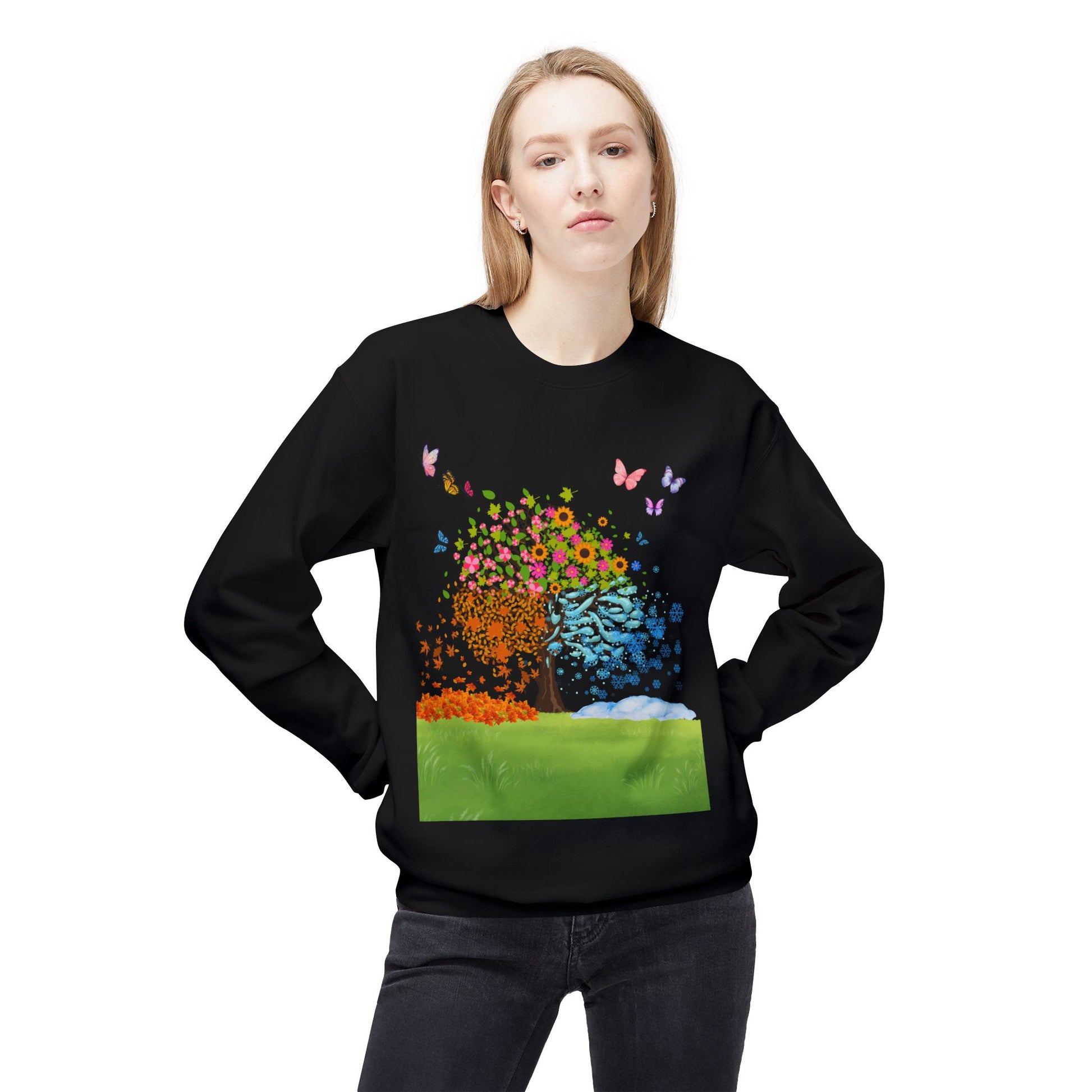 Spring Tree Art Crewneck Sweatshirt, Cozy Gift