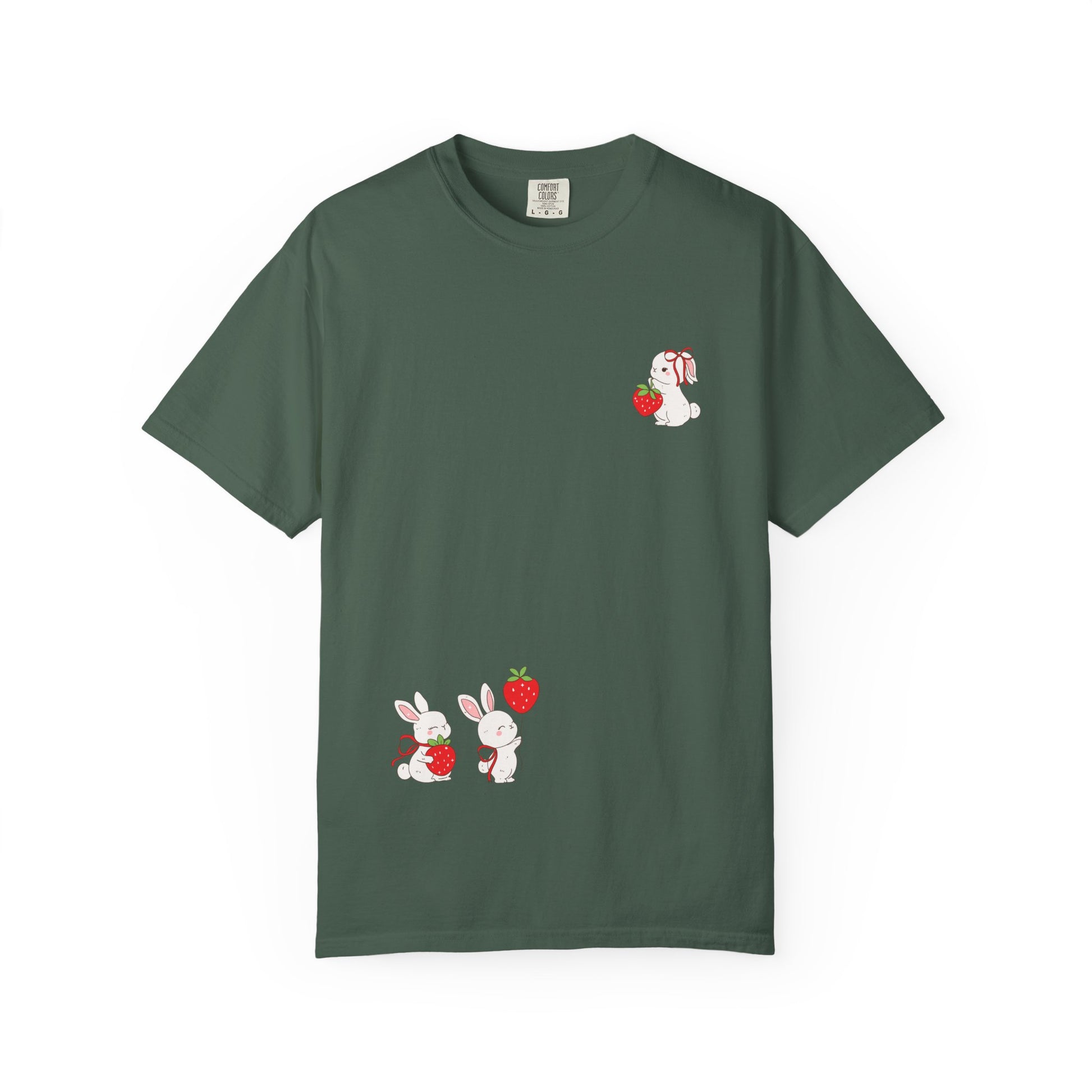 Cute Bunny & Strawberry T-Shirt, Unisex Garment-Dyed Top