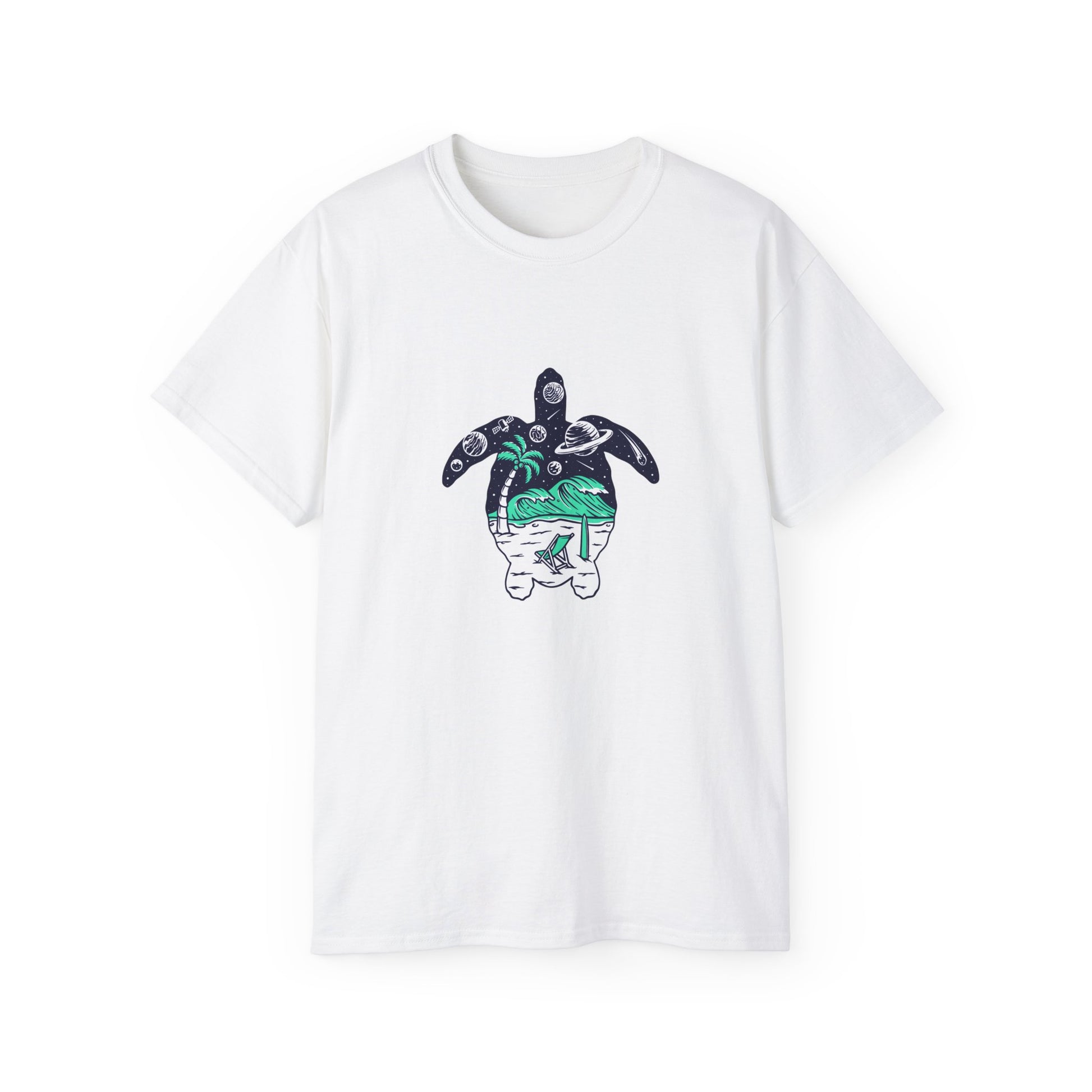 T-Shirt with Turtle Design, Ocean Vibes, Beach Lovers