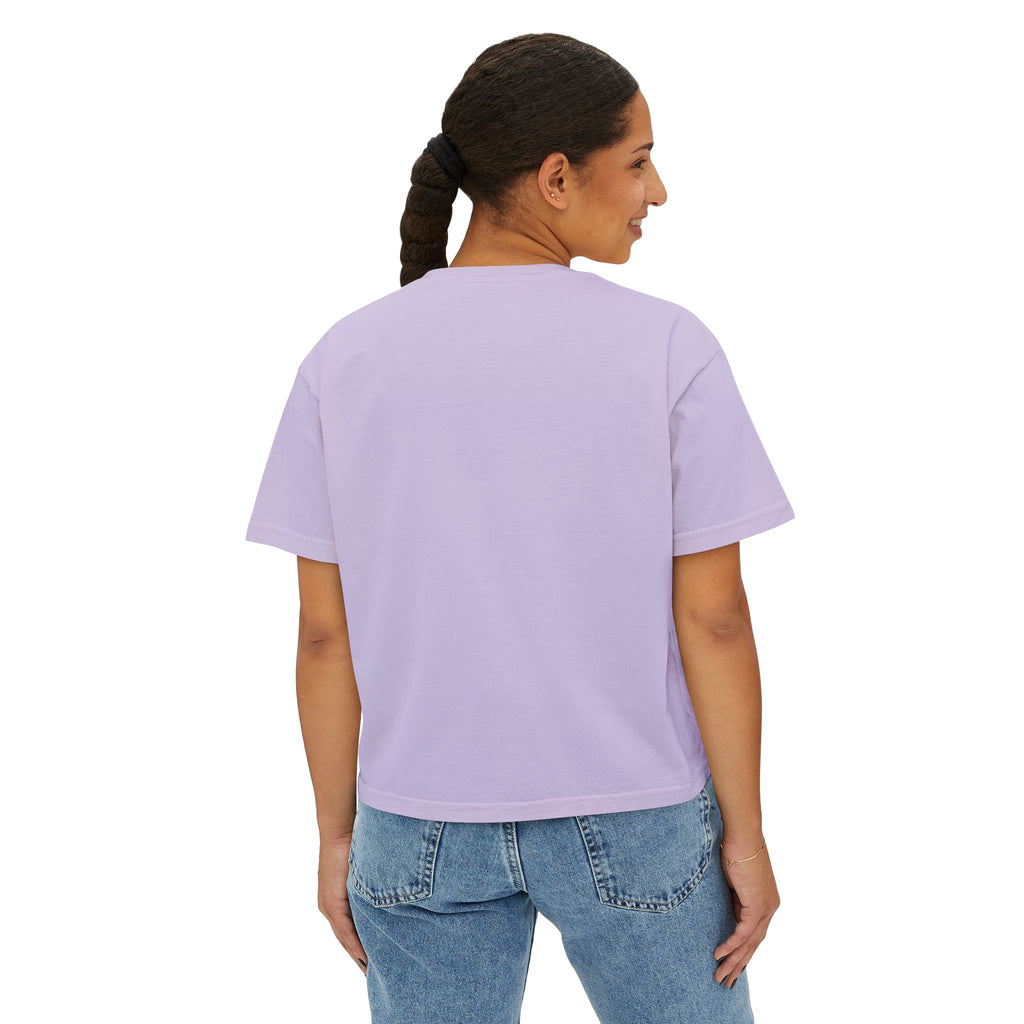 Colorful Butterfly Floral Women's Boxy Tee, Casual Top