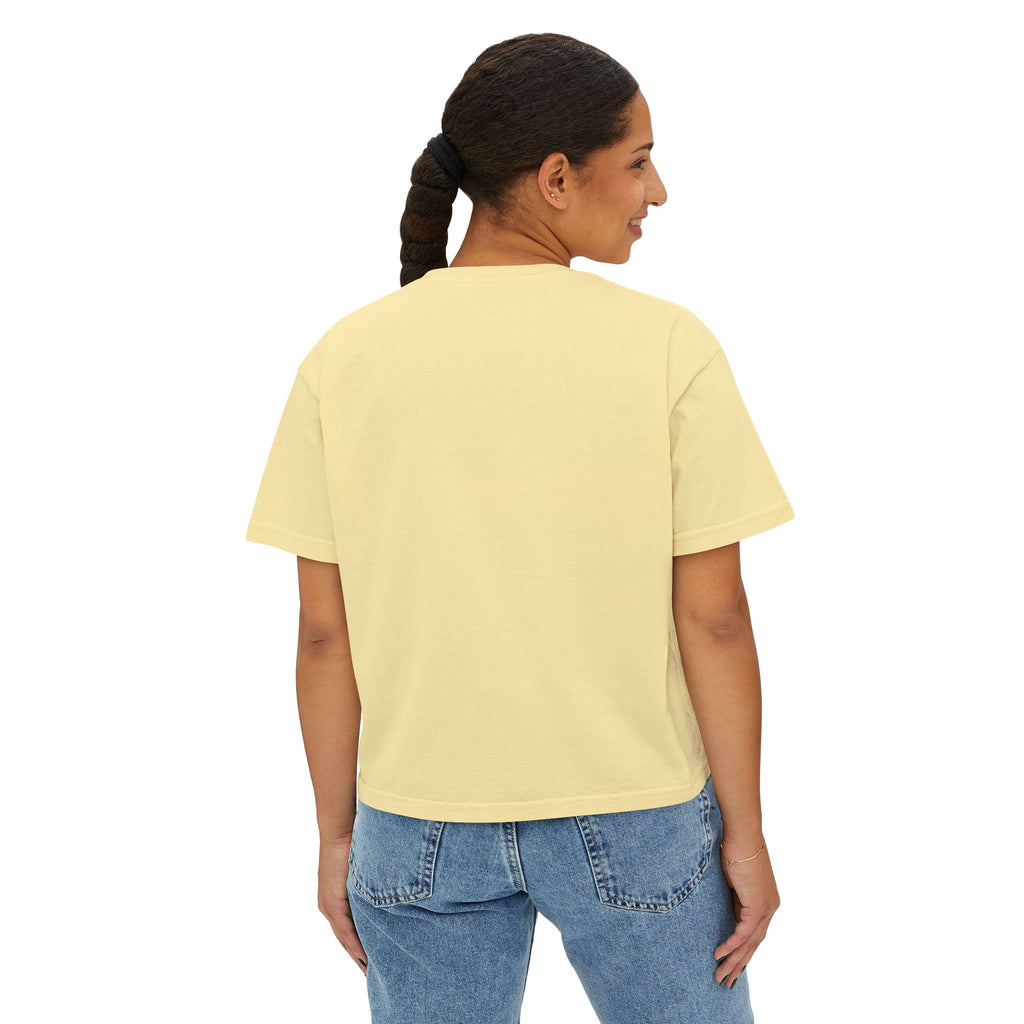 Colorful Butterfly Floral Women's Boxy Tee, Casual Top